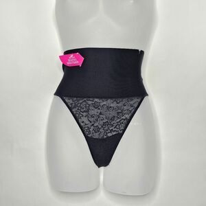NWT Maidenform Black Highwaist Lace Thong